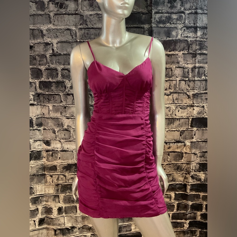 Fuschia Ruched Party Mini Dress